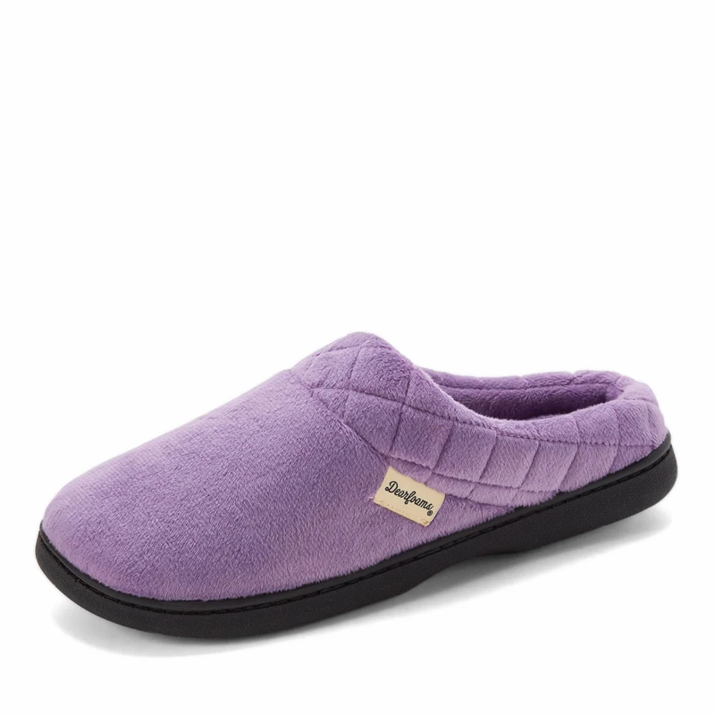 Dearfoams Women's Indoor/Outdoor Memory Foam Darcy Microfiber Velour Clog, Wide Widths Slipper, Smokey Purple 2, 7/8 UK