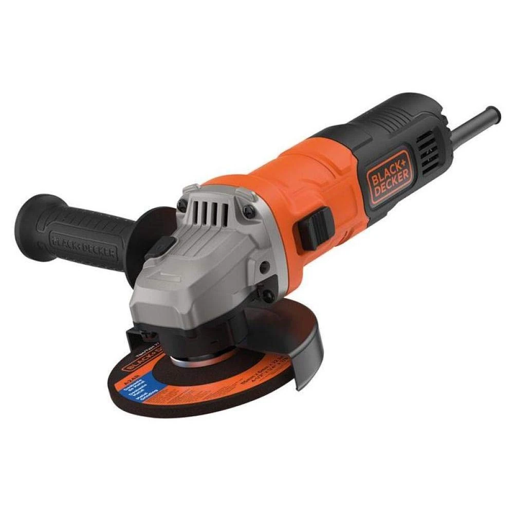 BLACK+DECKER 115mm 710W Compact Corded Angle Grinder, with 5 Cutting Discs, Cutting Guard, & Grinding Guard, BEG010A5-GB