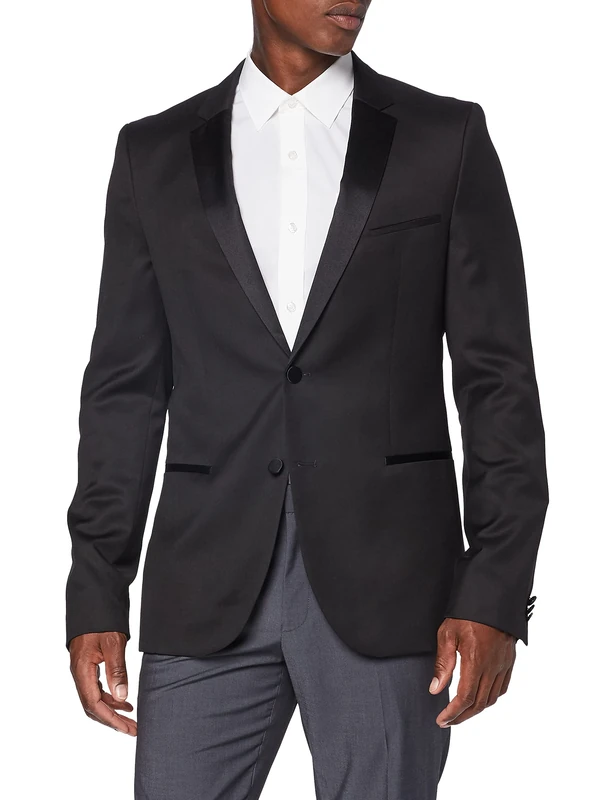 HUGO Men's AlinzS Suit Jacket, Black001, 44