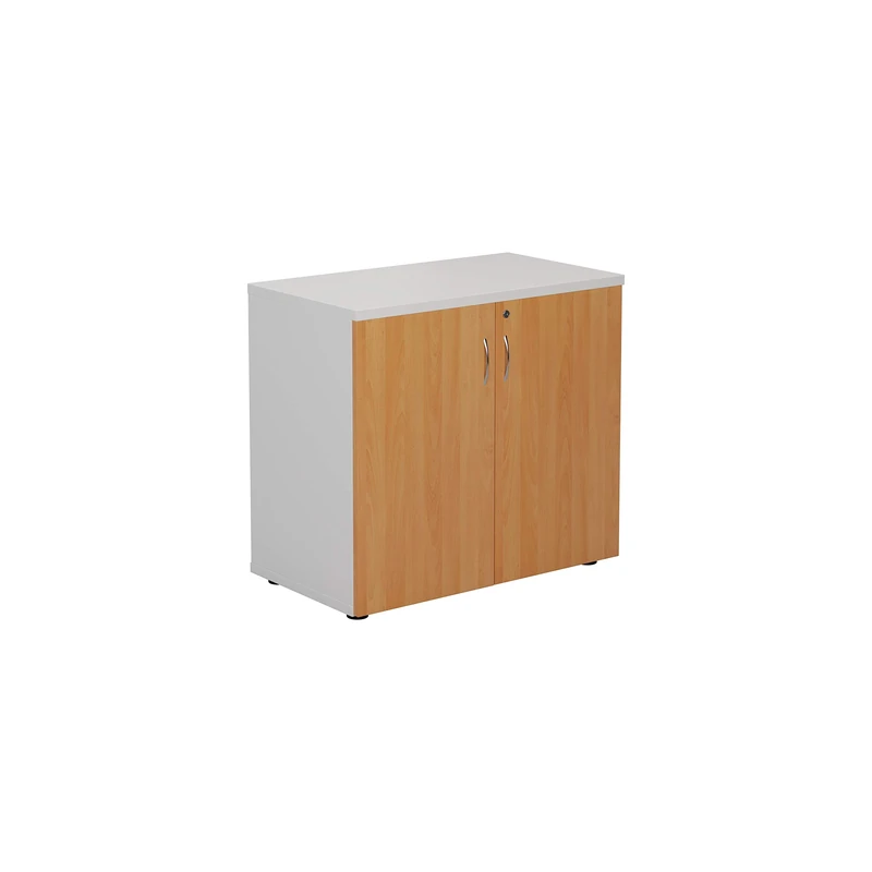 Office Hippo Heavy Duty Office Cupboard, Robust Office Furniture, Office Storage with Adjustable Feet, Versatile Lockable Cupboard, Office Storage With 1 Durable Adjustable Shelf - White/Beech