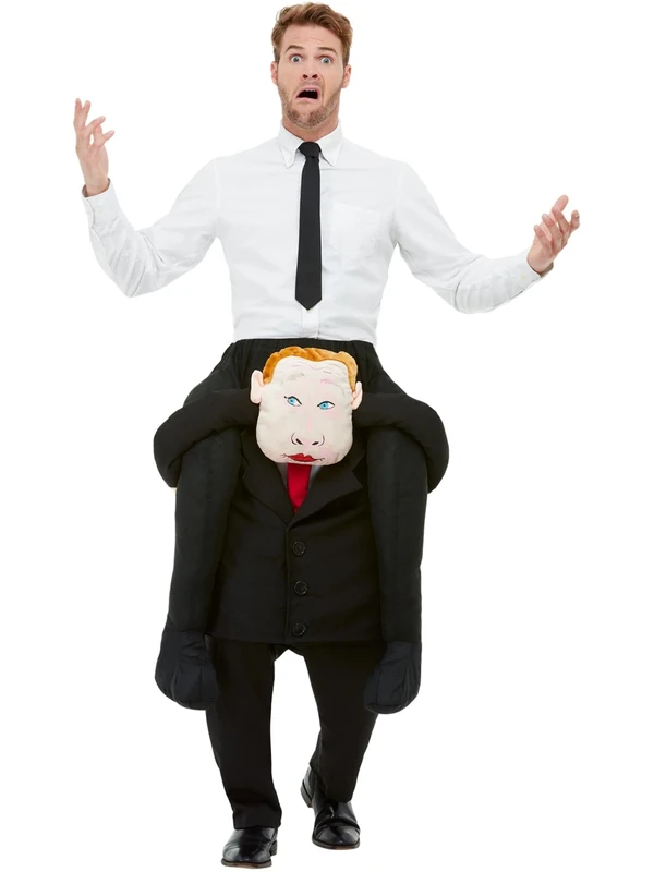 Smiffys Piggyback Comrade Costume, Black One Piece Suit with Mock Legs, Icons & Idols Fancy Dress, Adult Dress Up Costumes