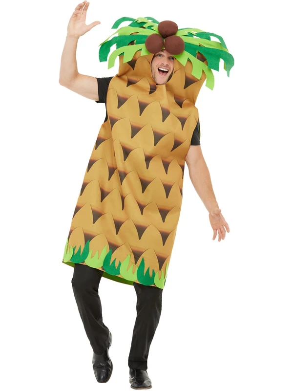 Smiffys Palm Tree Costume, Green with Tabard, Hawaiian Luau Fancy Dress, Hawaiian Dress Up Costumes