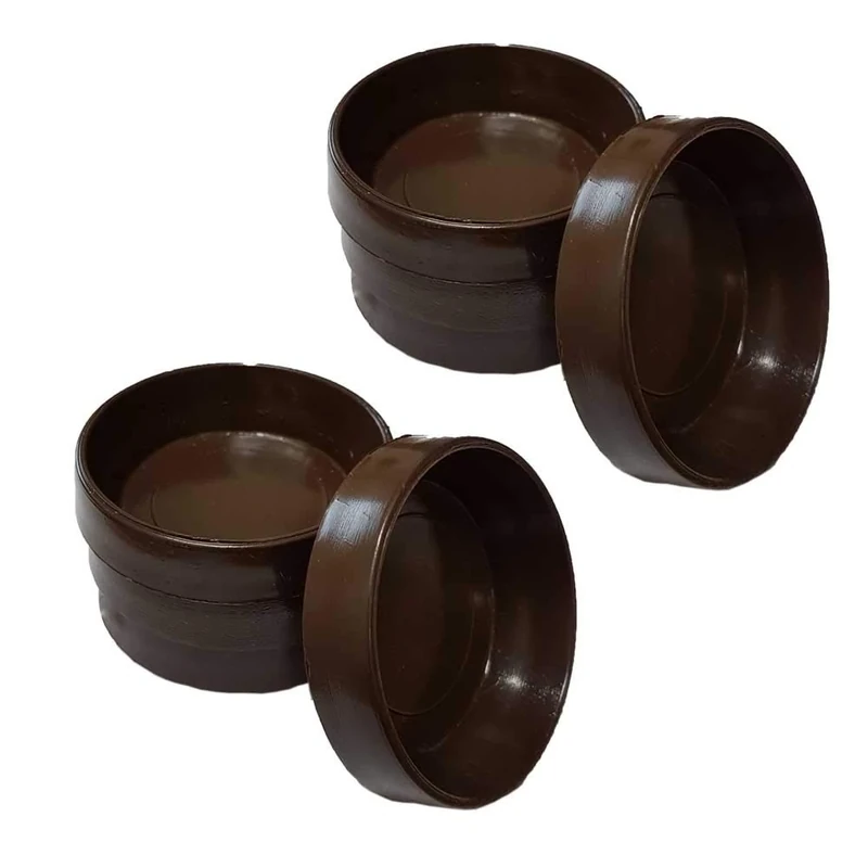 Brown Castor Cups 52mm Protect Wooden, Laminate, Tiled Floors and Carpets from Wheel Damage and Scratches caused by Chair, Bed, Sofa and Table Legs (8, Large)