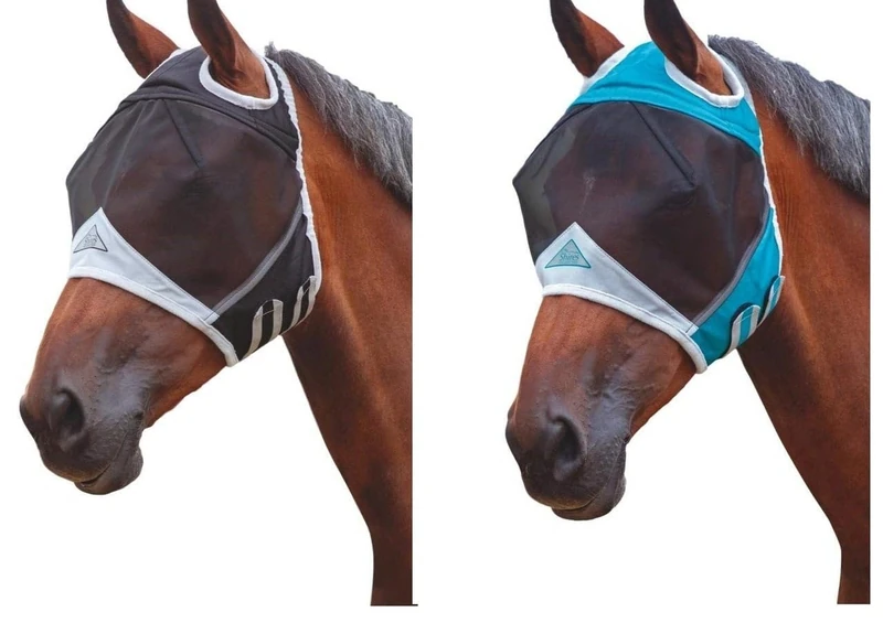 Shires Fine Mesh Fly Mask With Ear Hole - Teal Pony