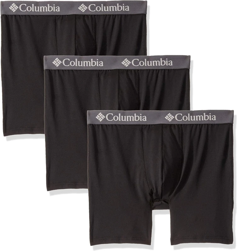 Columbia Men's Boxer Brief Underwear, Black, M