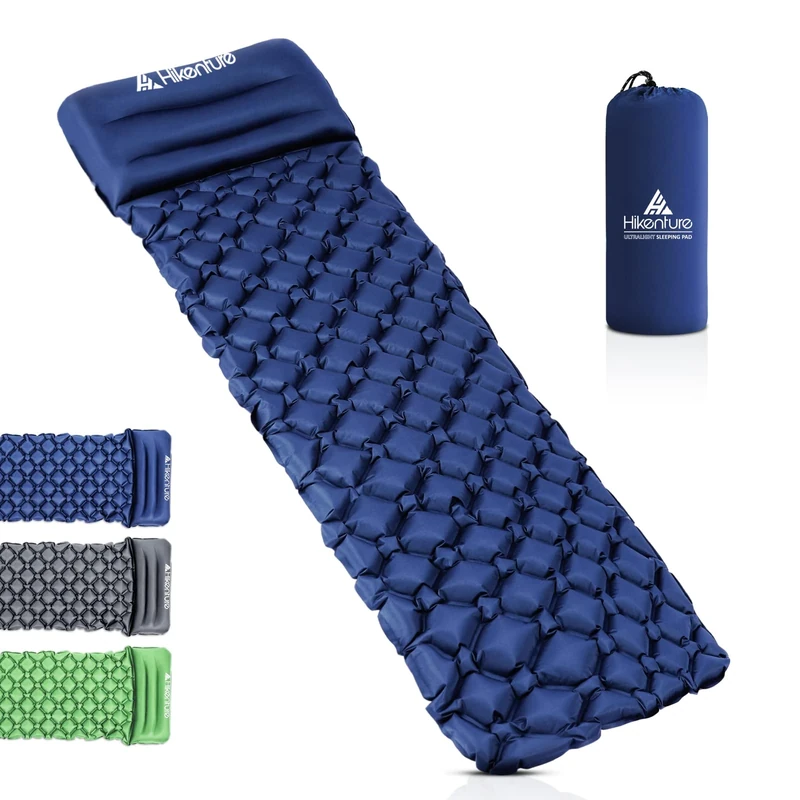 HIKENTURE Camping Sleeping Mat, Small Pack Size, Inflatable Sleeping Mat, Ultralight, Sleeping Pad for Camping, Travel, Outdoor, Hiking, Beach (Dark Blue 2)