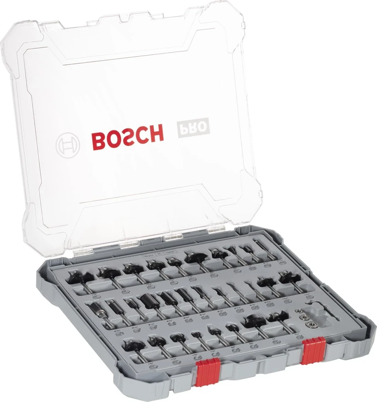 Bosch Professional 30 pcs. Mixed Router Bit Set (for Wood, Ø 1/4 Inch Shank, Accessory Router)