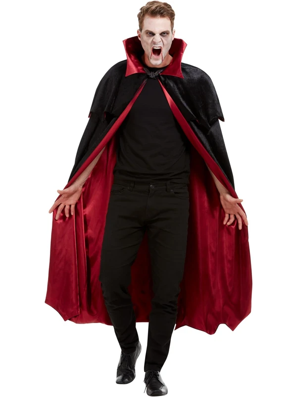 Smiffys Deluxe Vampire Cape - Black Velour Red Lining