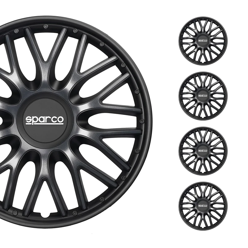 Sparco Wheel Covers Roma - 15-inch - Grey/Black - Set of 4 pieces