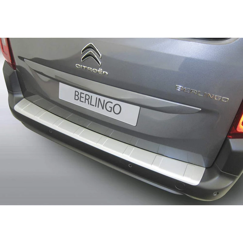 RGM ABS Rear bumper protector compatible with Citroën Berlingo Multispace / Peugeot Rifter / Opel Combo Tour (MPV) 2018- Silver 'Ribbed'