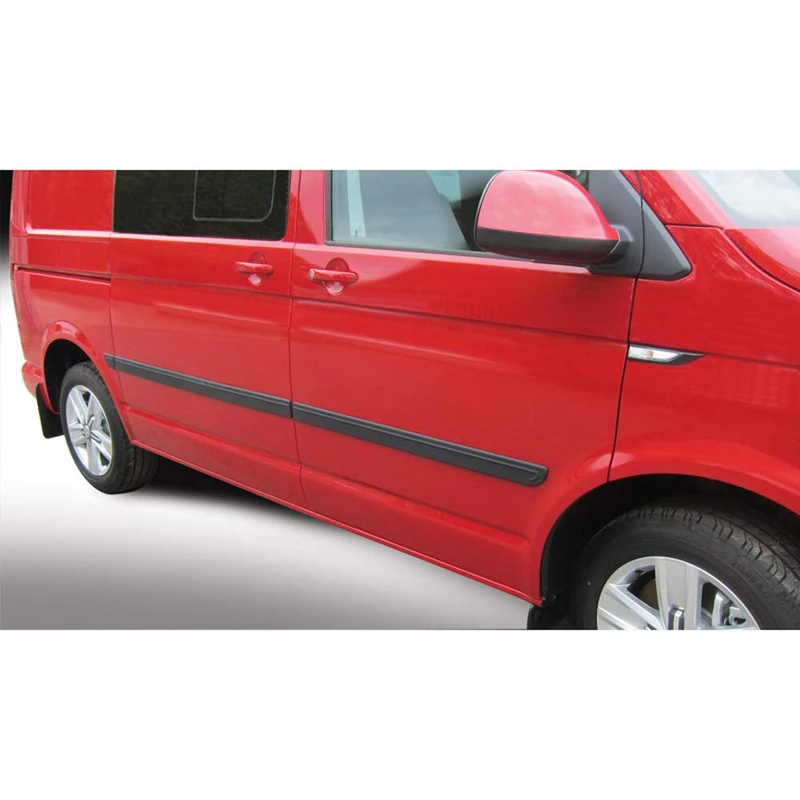 RGM Set Side Body Mouldings compatible with Volkswagen Transporter T5 2003-2015 Long Wheel Base Black
