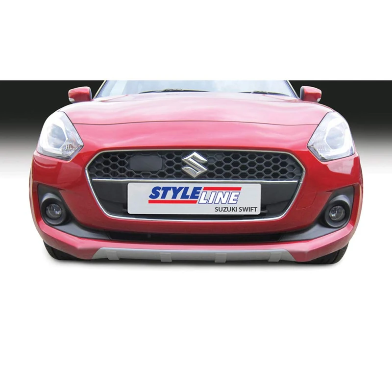 RGM Front spoiler 'Skid-Plate' compatible with Suzuki Swift IV 5-doors excl. Sport 5/2017- Silver 'Ribbed'