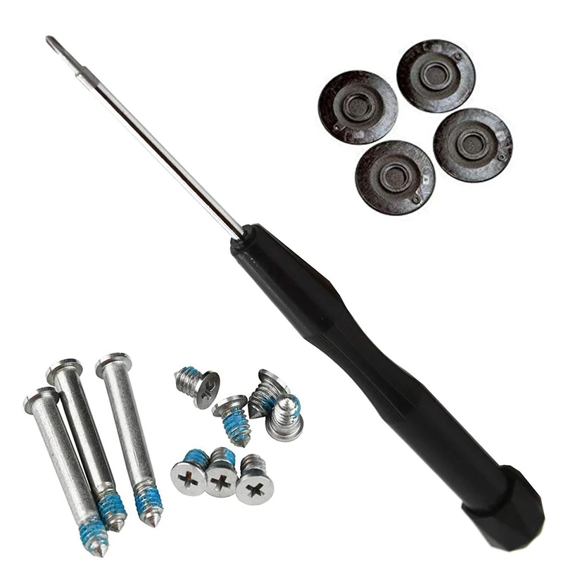 TB® Replacement For A1278 A1286 A1297 13 15 17 Bottom Case Foot/Feet 4pc + 10 Bottom Case Screws + Magnetic Screwdriver Kit Set - Image 1