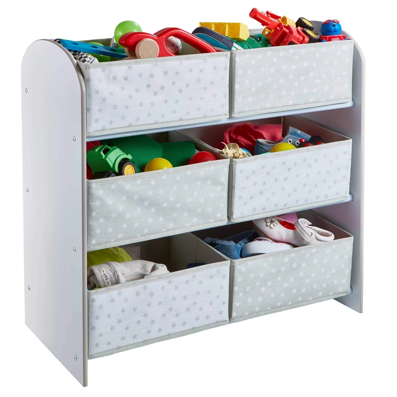 Hello Home White Kids Bedroom Toy Storage Unit with 6 Bins, One Size, WHITE - Image 1