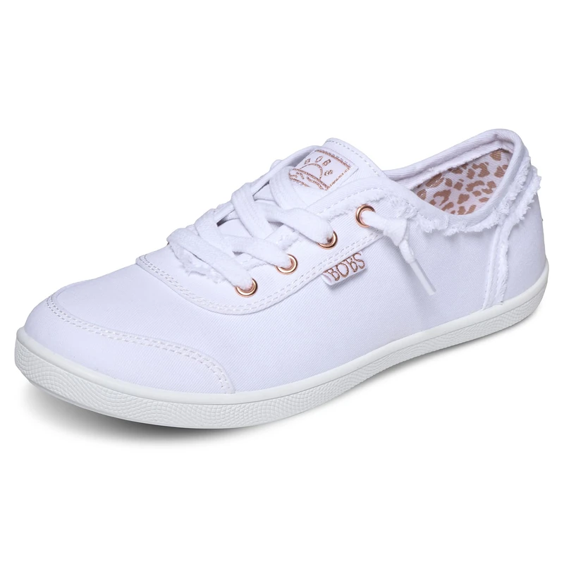 Skechers Women's Bobs B Cute Sneaker, White Canvas, 3.5 UK