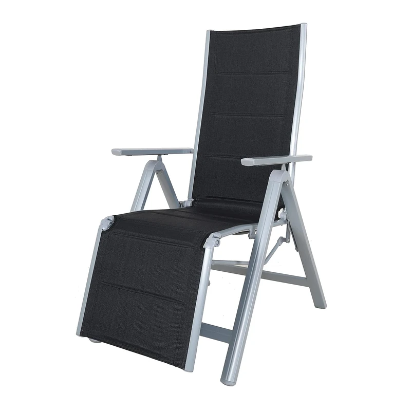 Chicreat 80504 Folding Relax Chair, Aluminium frame, Black/Silver, 69 x 57 x 113 cm