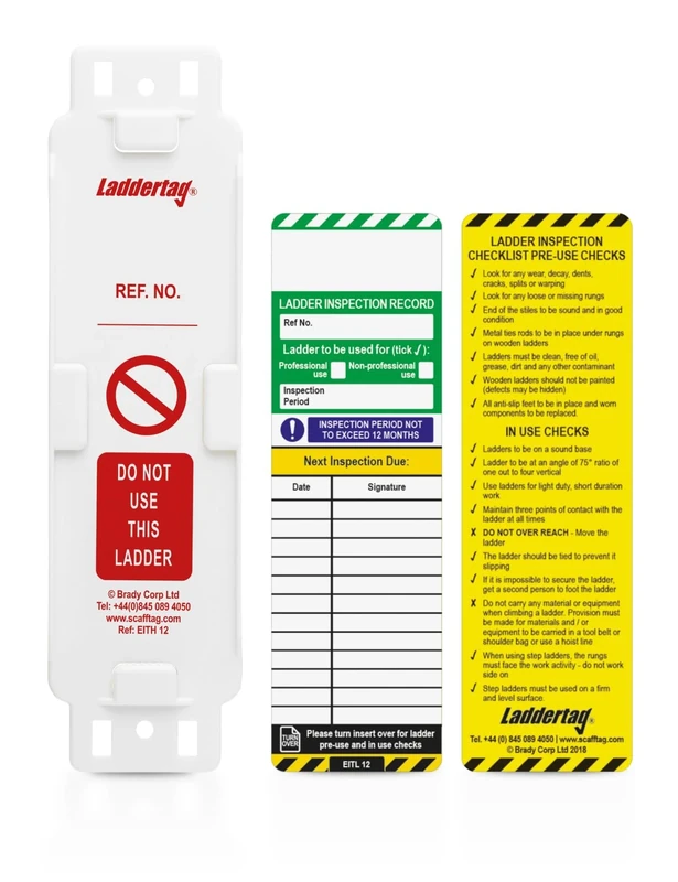 Scafftag LAD-GB-EITH-L12-A Laddertag Tag Kit, Polycarbonate/Polypropylene, 10 holders, 10 status inserts, 1 permanent marker pen