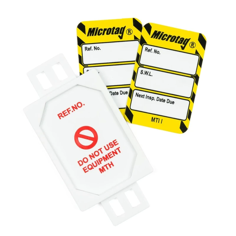 Scafftag by Brady Microtag Kit – Compact Equipment Inspection Tags Safe Working Load, Includes 20 Holders, 20 Double-Sided Inserts, and Pen for Workplace Safety Compliance – Black on Yellow