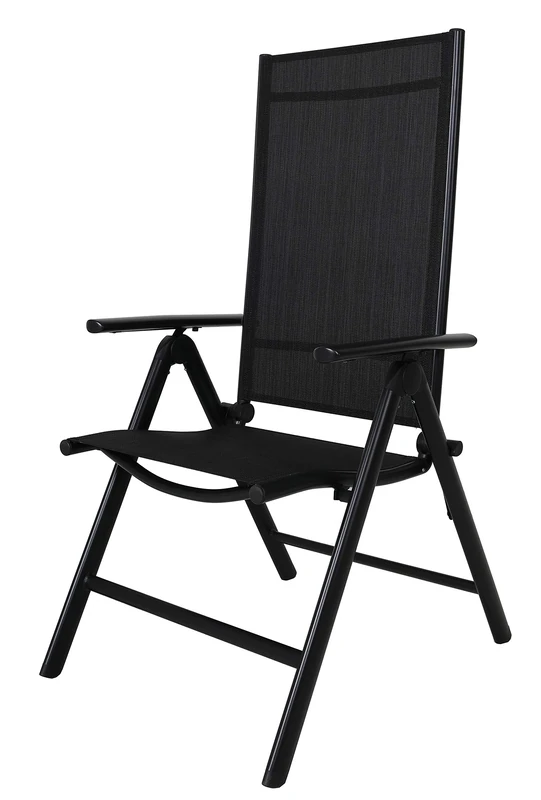 Chicreat High-Back Folding Camping Chair, Black, Aluminium