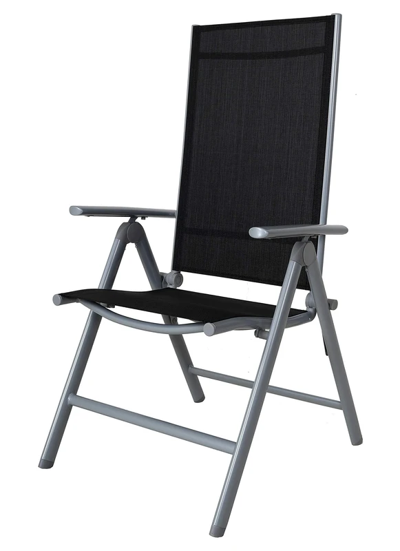 Chicreat 80510 High-Back Folding Camping Chair, Grey/Black, Aluminium, 67 x 59 x 113 cm