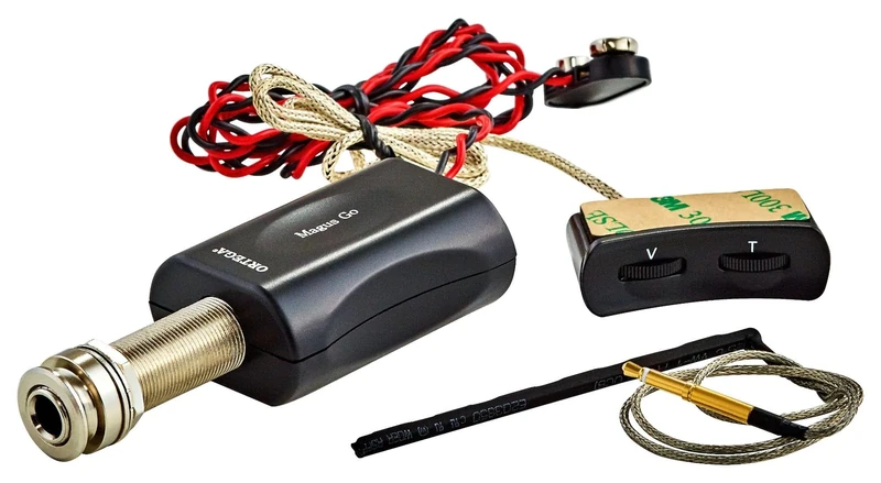 ORTEGA Output Jack/Preamp Set + 4 Element Piezo Bar - Ukulele (MAGUSUKEGO)