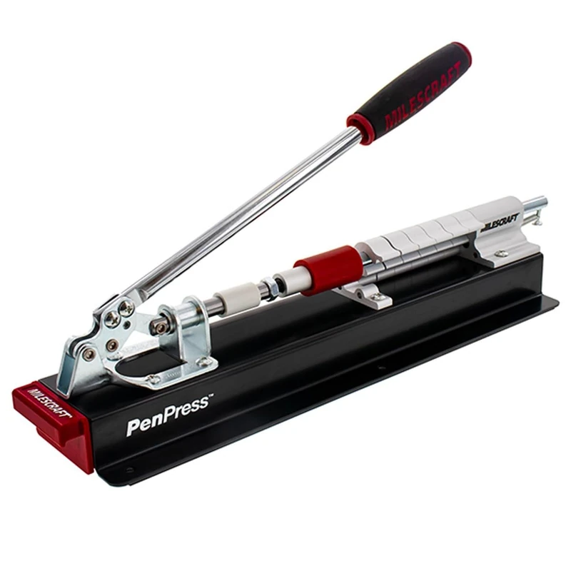 Milescraft 4701 Pen Press – Join Turned Pens & Projects – Advanced, Spring-Loaded Design Holds Workpiece in Place & Adjusts Size Quickly Using Six Quick-Flip Stop Settings. Includes Two Receiving Tips - Image 1
