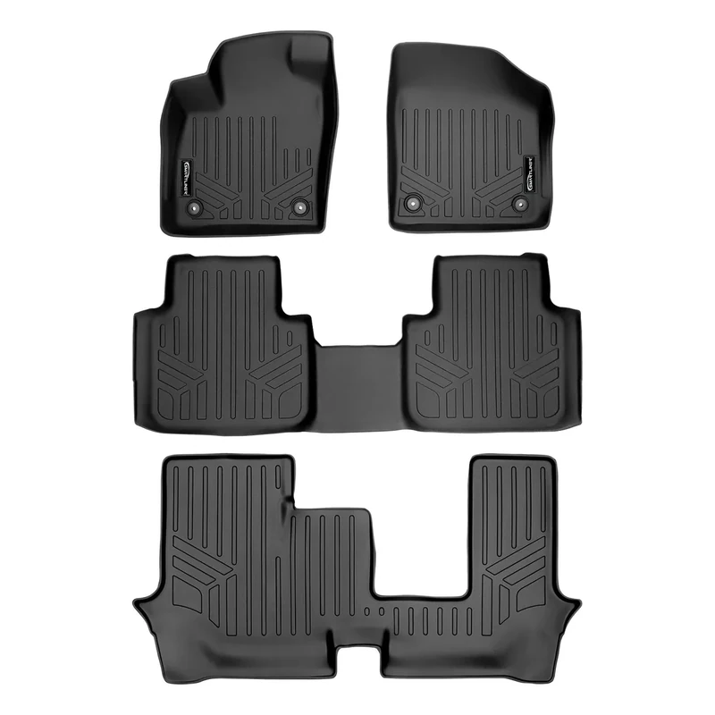 SMARTLINER All Weather Floor Mats 3 Row Liner Set Black for 2018-19 Volkswagen Atlas with 2nd Row Bench Seat