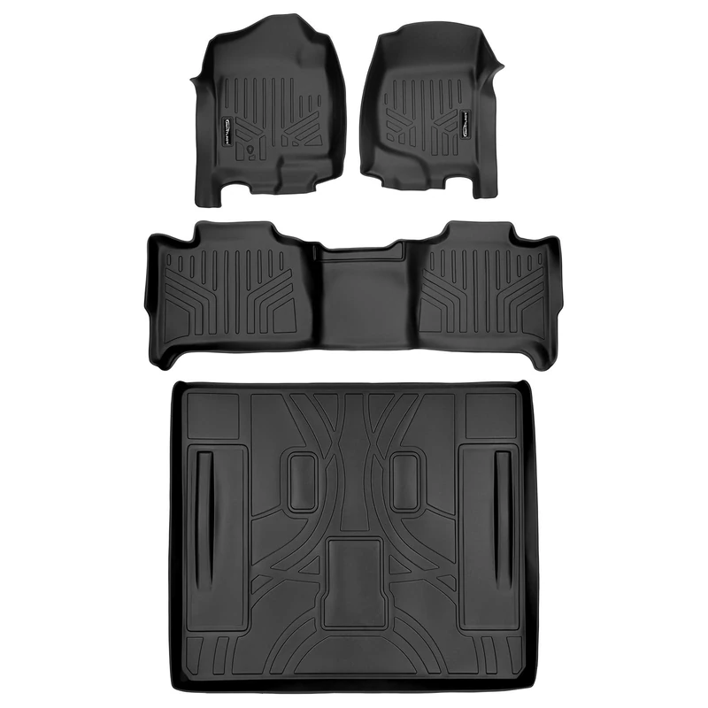 SMARTLINER Custom Fit Floor Mats 2 Rows and Cargo Liner Behind 2nd Row Set Black for 2007-2014 Tahoe/Yukon