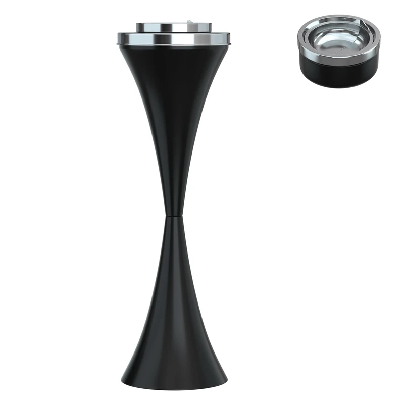 Floor Standing Ash Tray with Lid Stainless Steel Contemporary Self-Cleaning Smoking Ashtray Creative Smart Cigarette Detachable Ashtrays 23.5 High Patio Windproof Ash Holder for Indoor or Outdoor