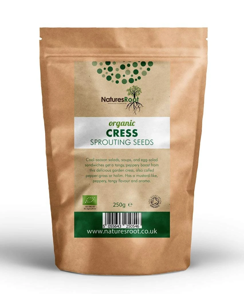 Natures Root Organic Cress Sprouting Seeds 1kg - Superfood | Non GMO | Microgreen Sprouts | Garden Planting | Vegetable Gardening