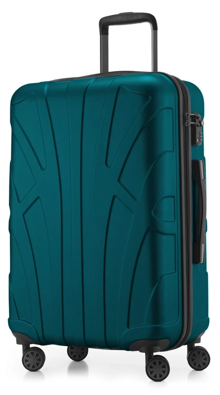 Suitline - Hardshell Suitcase Trolley Travel Luggage Hardcase with Extension, TSA, 66 cm, 58-68 litres, 100% ABS mat, Aquagreen