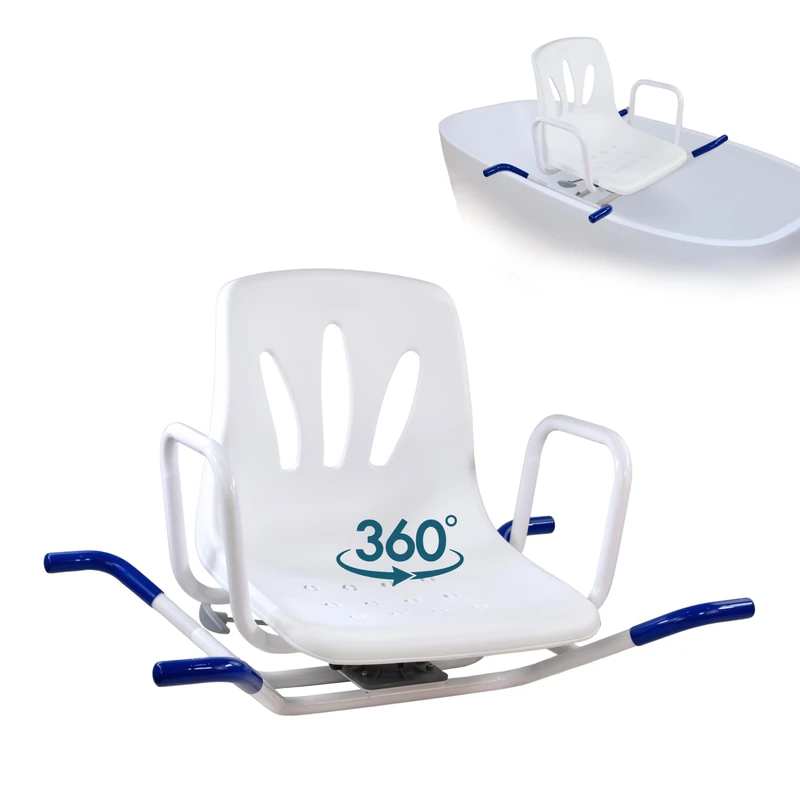 Mobiclinic® Swivel Bath Chair, Lago, Armrests and backrest, 360º swivel, Anatomical, European Brand, Waterproof, For the elderly, disabled or persons with reduced mobility