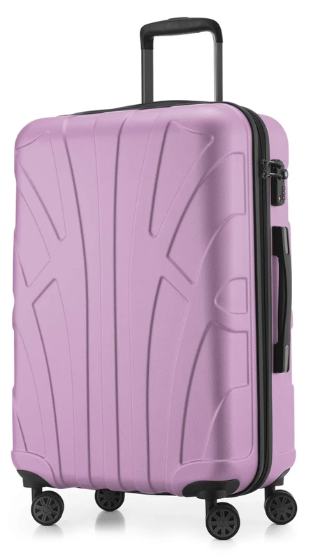 Suitline - Hardshell Suitcase Trolley Travel Luggage Hardcase with Extension, TSA, 66 cm, 58-68 litres, 100% ABS mat, Lilac
