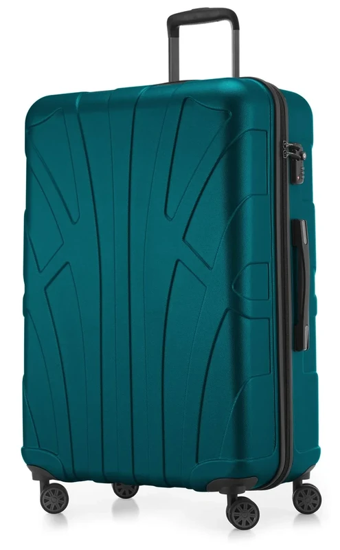 Suitline - Big Hardshell Suitcase Trolley Travel Luggage Hardcase with Extension, TSA, 76 cm, 96-110 liters, 100% ABS mat, Turquoise