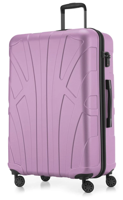 Suitline - Big Hardshell Suitcase Trolley Travel Luggage Hardcase with Extension, TSA, 76 cm, 96-110 liters, 100% ABS mat, Lilac