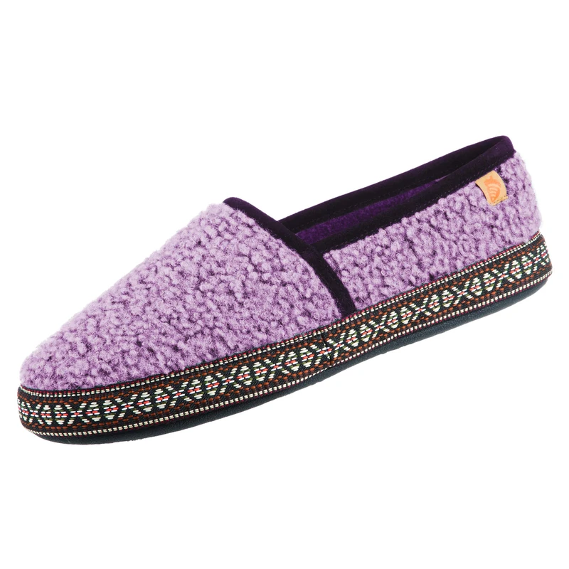 Acorn Women's Woven Trim Moc Slipper, Iris, Large Standard US Width US