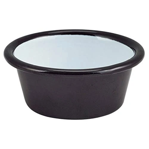 Genware Enamel Ramekin Black 3.2oz / 90ml - Set of 12 - Ramekins, Dipping Pots, Sauce Pots