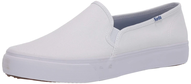 Keds Women's Double Decker Slip on Sneaker, White Canvas, 8 UK