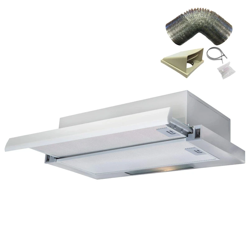 SIA TSH60SS 60cm Stainless Steel Telescopic Integrated Cooker Hood & 1m Ducting