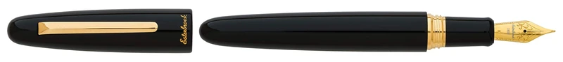 Esterbrook E116 Estie Ebony Fountain Pen Black Acrylic with Gold Fittings Medium Nib 133.8 mm Length 15.3 mm Diameter