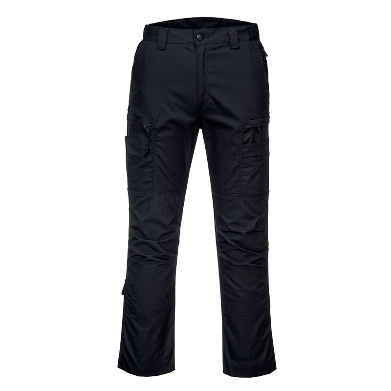Portwest T802 KX3 Ripstop Work Trousers Durable Stretch Fabric Adjustable Fit Multi-Pocket Utility Knee Pad Compatibility for Ultimate Comfort & Protection, Black, 48
