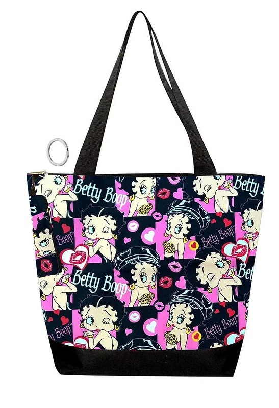 Betty Boop Canvas Shopping Bag with Coin Purse (Multi), Multicoloured, L
