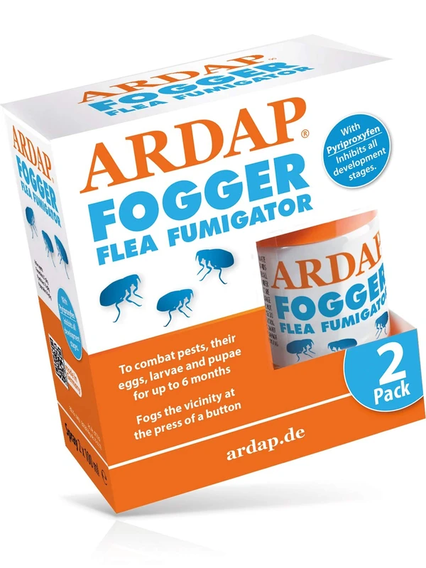 ARDAP Fogger Flea Fumigator 2 x 100ml - Flea bombs for home & animal environment - Flea fogger for home in rooms up to 30m² - Flea bomb, room fogger with effective protection up to 6 months - Image 1
