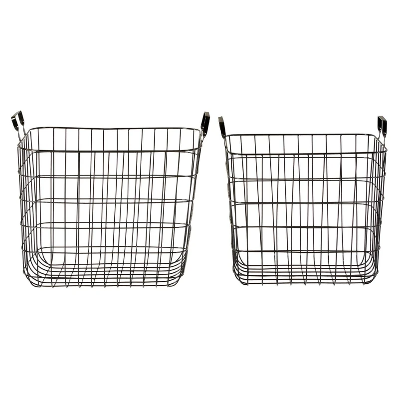 Premier Storage Baskets, Black Wire/Black Handles, Set of 2
