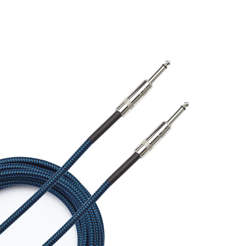 D’Addario Accessories Custom Series Braided Guitar Cable - Instrument Cable with Nickel Plated ¼ Inch Ends - Protects Guitar Cord Against Cuts, Kinking - 20 feet - Blue