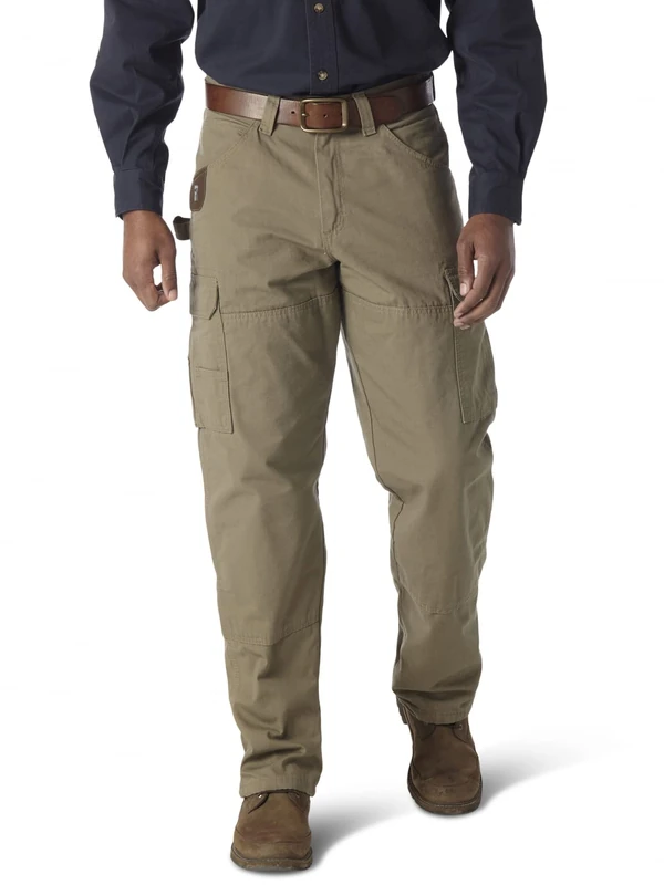 Wrangler Men's Riggs Workwear Flannel Lined Ripstop Ranger Pant Work Utility, Bark, 40W x 36L