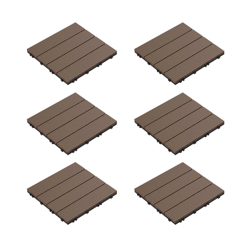 Pure Garden 50-LG1191 Interlocking Patio Tiles - Brown 6 Pack