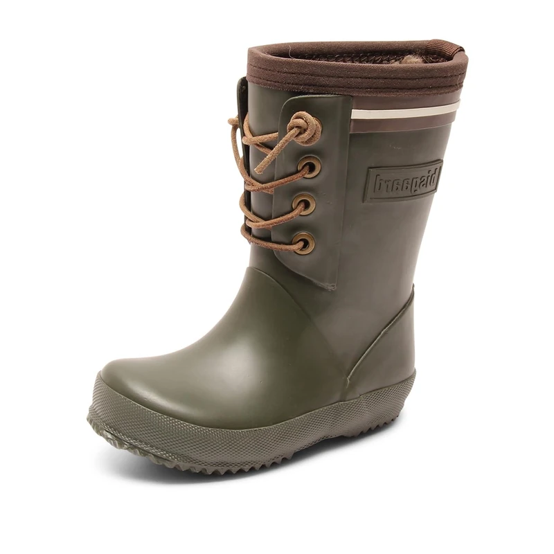 Bisgaard Unisex Kids Rubber boot - "Lace Thermo" Rain Boot, Green, 7.5 UK Child