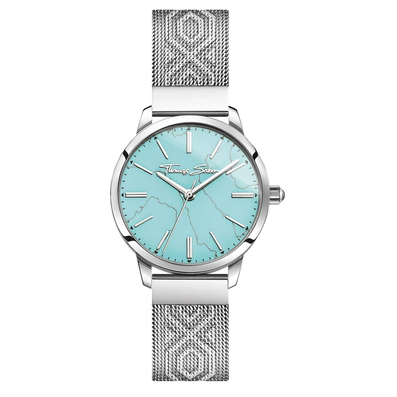 Thomas Sabo Women Watch Turqouise Analogue Quartz Stainless Steel WA0343-201-215-33 MM
