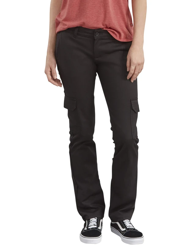 Dickies womensFP514Stretch Twill Straight Leg Cargo Pant Work Utility Pants - Black -